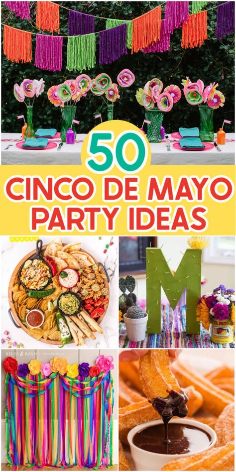 Everything needed to throw the perfect Cinco de Mayo party all in one place. Cinco de Mayo party ideas for food, DIY decorations, and fun games that are perfect for adults and kids alike. Cinco De Mayo Ideas, Mexican Party Ideas, Cinco De Mayo Party Ideas, Fiesta Party Ideas, Mexican Themed Party, Mexican Theme Party, Cinco De Drinko, Birthday Fiesta, Mexican Fiesta Party