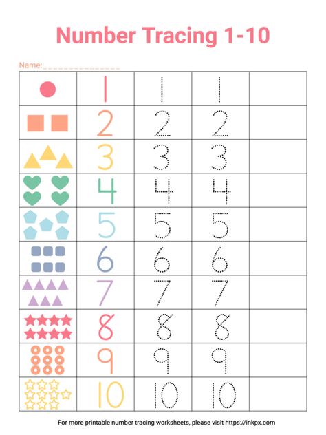 Trace Numbers 1-10, Tracing Numbers Free Printable 1-10, Number 10 Worksheet Preschool, Number Tracing Worksheets, Tracing Numbers, Free Printable Numbers, Number Tracing, Printable Numbers, Tracing Worksheets