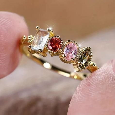 Just found this amazing item on AliExpress. Check it out! $2.29 | Huitan Colored Cubic Zirconia Women Rings for Wedding Party Luxury Gold Color Bright Female Rings Party Trendy Jewelry Drop Ship Ring Design Ideas, 70s Wedding, Promise Rings Vintage, Pretty Engagement Rings, Wedding Band Styles, Peach Sapphire, Dream Rings, Right Hand Ring, Fancy Things