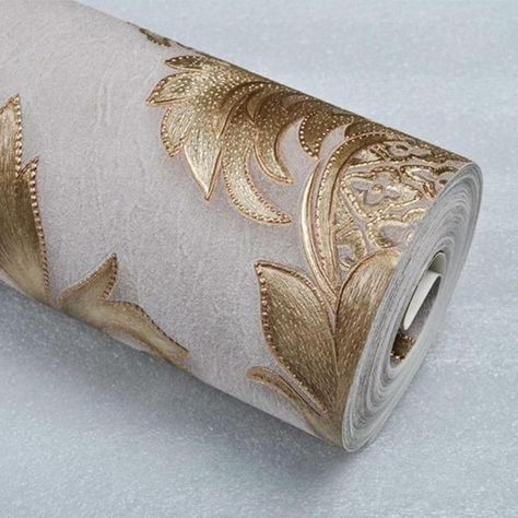 10M PVC Luxury Gold Metallic Textured Damask Wallpaper Roll Home Decor Wall Paper Roll Living Room Bedroom _ - AliExpress Mobile Gold Textured Wallpaper, Pictures On Wall, African Fabric Accessories, Gold Wall Decals, Damask Wall, Cottage Dining Rooms, 11 Wallpaper, Cheap Wallpaper, 3d Wallpaper For Walls