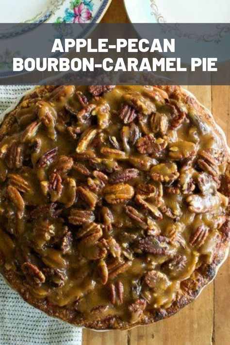 Apple-Pecan Bourbon-Caramel Pie | I'm a huge fan of pecan pie, but I recognize that its sweetness can be a little much. This recipe gives you the flavor of pecan pie in a more restrained form by using a pecan-bourbon caramel as something of a top crust for an apple pie. We cook each part of the pie—the bottom crust, apples, and caramel—separately, then simply layer them together to finish.	  #fallrecipes #autumnrecipes #seriouseats #recipes Caramel Pie Recipe, Bourbon Caramel, Caramel Pie, Bourbon Caramels, Pie Pie, Pie Tart, Perfect Pies, Mince Pies, Köstliche Desserts