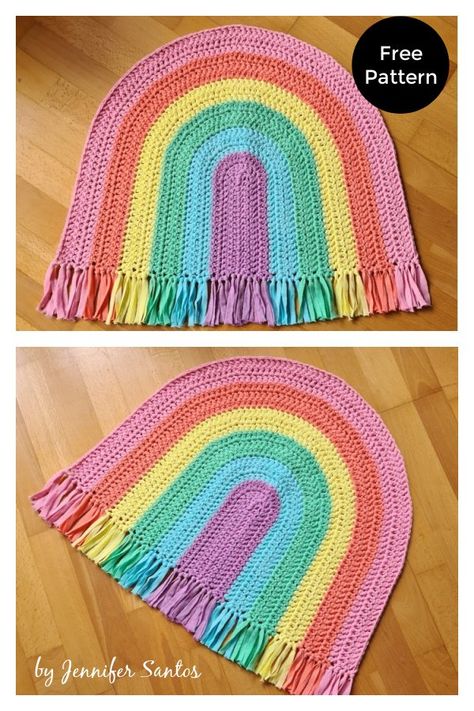 6 Rainbow Rug Crochet Patterns Free & Paid Crochet Rainbow Afghan Patterns Free, Play Mat Pattern, Rainbow Crochet Blanket Pattern, Rainbow Afghan, Rainbow Rugs, Crocheted Rainbow, Crochet Blanket Rainbow, Rug Crochet, Pillow Covers Pattern