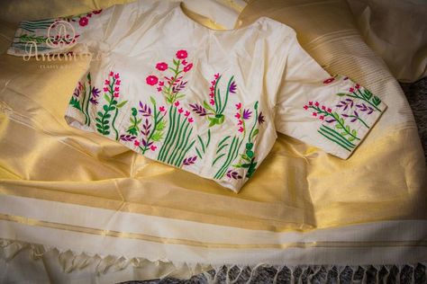 Pin by anu nallamothu on blouses | Blouse designs, Stylish blouse design, Embroidery blouse designs Gold Saree, Work Blouse Designs, Embroidery Blouses, Cotton Blouse Design, Cutwork Blouse Designs, Sari Blouse Designs, Silk Saree Blouse Designs, Heavy Work, Simple Blouse Designs