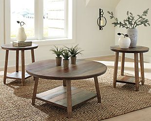 Rustic Table Setting, 3 Piece Coffee Table Set, Living Room Table Sets, Perfect Coffee Table, Table Shelves, End Table Sets, Ashley Furniture Homestore, Display Shelf, Table Dimensions