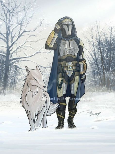 The Wolf, Mandalorian Guardian of North Pandora and his faithful companion, Angarr Neo Crusader Mandalorian, Mandalorian Oc, Mando Armor, Storm Comic, Oc Template, Star Wars Bounty Hunter, Mandalorian Cosplay, Mandalorian Armor, Star Wars Trooper