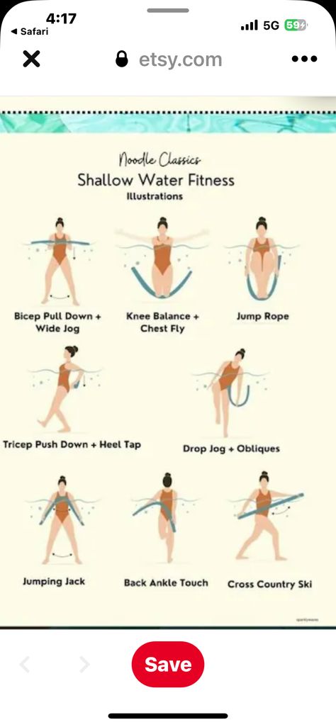 Pool Noodle Exercises Water Aerobics, Pool Noodle Exercises, Water Aerobics Routine, Pool Weights, Water Aerobics Workout, Water Aerobic Exercises, Aqua Aerobics, Water Fitness, Aquatic Therapy