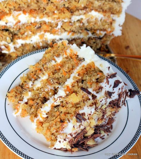 Carrot Cake with Pineapple-Entertaining Award Recipe - 5 Star Cookies Tropical Carrot Cake, 5 Star Desserts Recipes, Carrot Cake Cookies With Pineapple, Ina Garten Carrot Cake Recipe, Tropical Carrot Cake Recipe, 5 Star Desserts, 5 Star Recipes, Cake With Pineapple, Carrot Cake With Pineapple