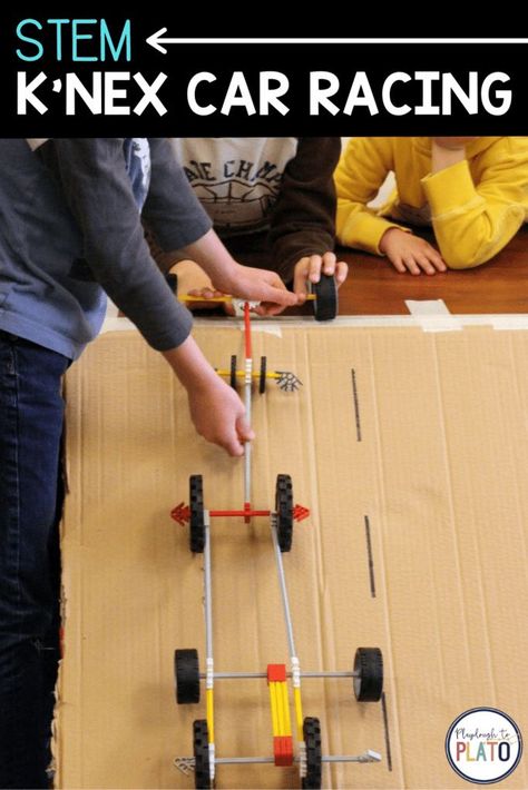 If your kids are into cars, this STEM project is a must-try. Engineers in training will love designing, building and racing their own K’nex race cars! Perfect for in the classroom or for an at home project! #knex #STEM Messy Watercolor, Math Stem Activities, Stem Activities Kindergarten, Heart Art Projects, Kindergarten Stem, Playdough To Plato, Engineering Activities, Math Stem, Painting Activities