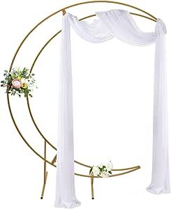 BANLICALI Wedding Arch, 7ft Metal Crescent Moon Wedding Arch Stand, Curved Flower Balloon Frame Garden Arbors and Arches for Wedding, Valentine's Day, Christmas, New Year Decoration (Gold) Crescent Moon Wedding, Moon Wedding Arch, Metal Wedding Arch, Balloon Frame, Moon Wedding, Garden Arbor, Venue Decorations, New Year Decoration, Balloon Flowers