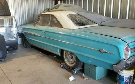 Parked for 12 years.....1964 Ford Galaxie 500/XL 1964 Ford Galaxie 500, Best Barns, Ford Galaxie 500, Barn Garage, 1964 Ford, Old Race Cars, Ford Galaxie, Square Body, Extra Rooms