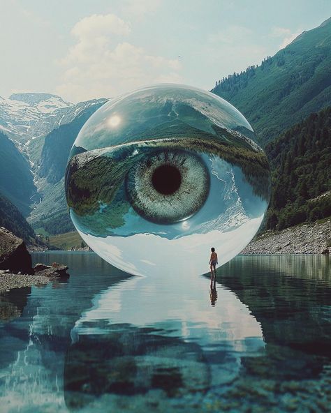 FAUX FILMS: Jimmy & The Giant Eye As a child, Jimmy stumbled upon the mystical all-seeing eye nestled in the mountains near his hometown. Intrigued by its powers, he made a habit of visiting it regularly. Now, as a grown man, Jimmy’s visits to the eye have become almost routine. The eye gives Jimmy more than just glimpses of tomorrow; its whispers echo through his mind, urging him down a treacherous path. Jimmy’s search for solace becomes a descent into madness as the eye’s cryptic visions m... Mystical Eyes, All Tomorrows, The All Seeing Eye, Spiritual Eyes, Seeing Eye, All Seeing Eye, Fantasy Creatures Art, Mystical Art, Mind's Eye