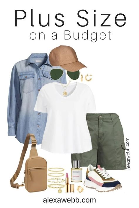 Plus Size on a Budget - Summer Travel Outfit - Alexa Webb Plus Size On A Budget, Casual Date Outfit Summer, Summer Travel Outfit, Casual Date Outfit, Fall Athleisure, Outfits With Striped Shirts, Laid Back Outfits, Alexa Webb, Feminine Casual