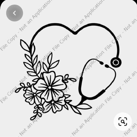 Stethoscope Drawing, Embroidered Hats Ideas, Anatomical Heart Drawing, Floral Stethoscope, Wedding Embroidery Hoop, Stethoscope Svg, Nursing Svg, Nurse Art, Bff Tattoos