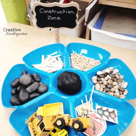 Construction worker play dough community helper activity. A fun, hands-on fine motor station for construction theme. Community Helpers Sensory, Construction Sensory Bin, Community Helper Lesson, Classroom Learning Centers, Play Dough Invitation, Community Helpers Activities, Community Helpers Preschool Activities, Preschool Construction, Play Dough Sets