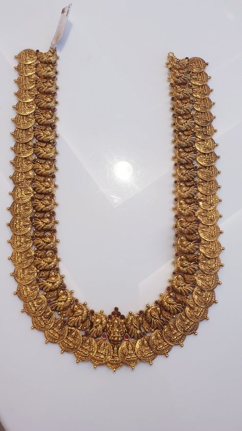 Temple Design Gold Haram, Heavy Long Haram Designs Gold, Antique Kasulaperu Designs, Light Weight Antique Haram Designs Gold, Lakshmi Kasula Haram, Laxmi Haram Designs Gold, Kasula Haram Designs Gold Latest, Antique Long Haram Designs, Kasu Haram Designs