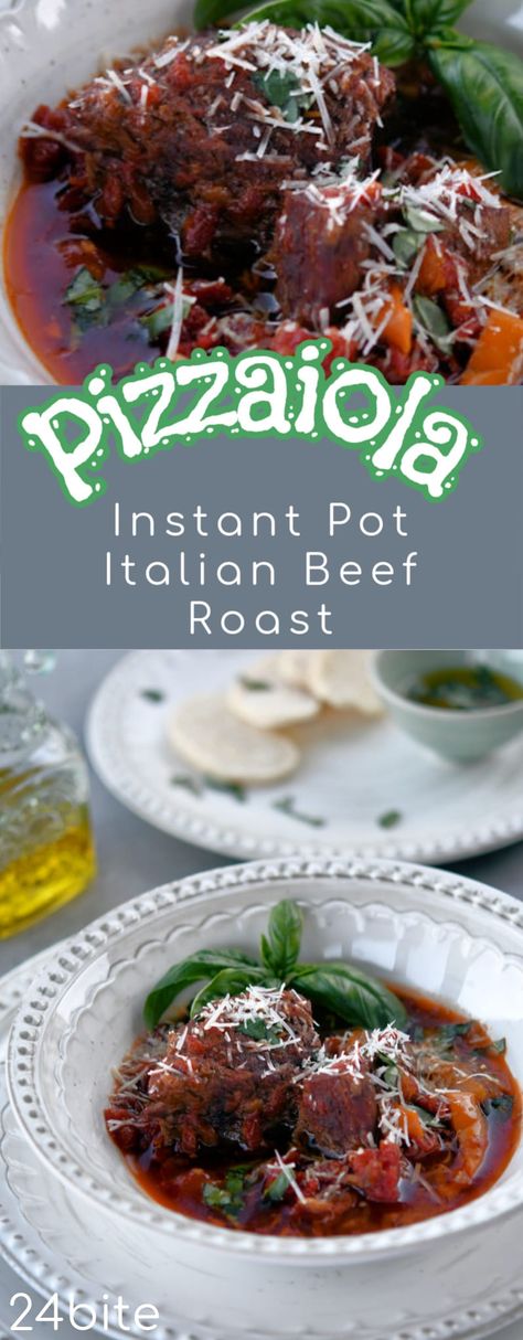 Instant Pot Beef Pizzaiola is a hearty tomato based Italian roast made easier with the Instant Pot. #instantpot #instantpotrecipes #instantpotitalianrecipes #italianrecipes Beef Pizzaiola, Pot Roast Instant Pot, Roast Instant Pot, Steak Pizzaiola, Italian Pot Roast, Beef Recipe Instant Pot, Italian Roast, Wheat Belly, Steak And Mushrooms