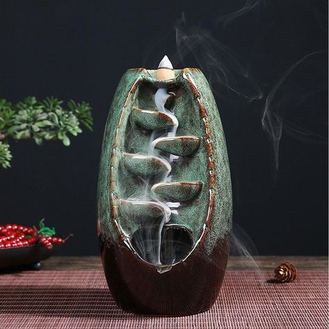 Ceramic Waterfall, Waterfall Incense Burner, Backflow Burner, Mystic Mountain, Waterfall Incense, How To Calm Nerves, Ceramic Incense Holder, Burning Incense, Mountain River