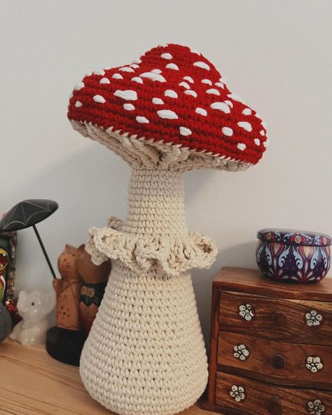 Finally finished this huge crochet 🍄 after what felt like a million years! 😵‍💫 It’s so much bigger than I imagined it would be. It was made with 8-ply yarn, and it’s super cozy. I might share its pattern this Friday... 🤔 What do you think? 🧶#crochetmushroom #crochetaddict #CrochetCommunity #FreeCrochetPattern #YarnLove #Crafts #DIY #Handmade #CrochetAddict #woolycrochet Huge Crochet, Crochet Mushroom, Diy Handmade, Crafts Diy, Free Crochet Pattern, You Think, Thinking Of You, Crochet Patterns, Felt