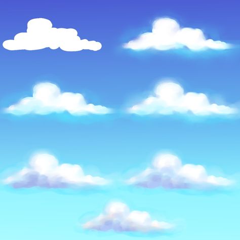 Oil Pastel Clouds Tutorial, Ceiling Clouds, Draw Clouds, Cloud Painting Acrylic, Cloud Tutorial, Environment Photography, Pastel Clouds, Cartoon Clouds, Digital Art Beginner