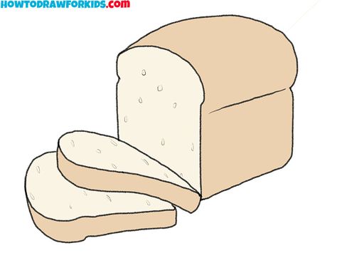 bread drawing guide How To Draw Bread, Bread Drawing Simple, Bread Art Drawing, Sourdough Bread Drawing, Bread Sketch Drawings, Bread Line Art, Bread Drawing, Draw Food, Bread Easy