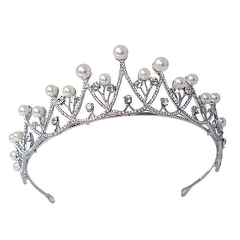 FF Pearl Wedding Tiara for Women Crystal Rhinestones Crown Silver Plated * Want additional info? Click on the image. Lavender Tiara Crowns, Blue And White Pearl Tiara, Tiara With Pearls, Pearl And Diamond Tiara, Silver Princess Crown, Princess Clothes, Handmade Tiaras, Wedding Tiaras, Crown Silver