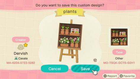 ACNH Gardening Custom Design for Simple Panel Animal Crossing Shelf Code, Regal Design, Animal Crossing Game, Shelf Design, Wisteria, Animal Crossing, Custom Design, Shelves, Coding