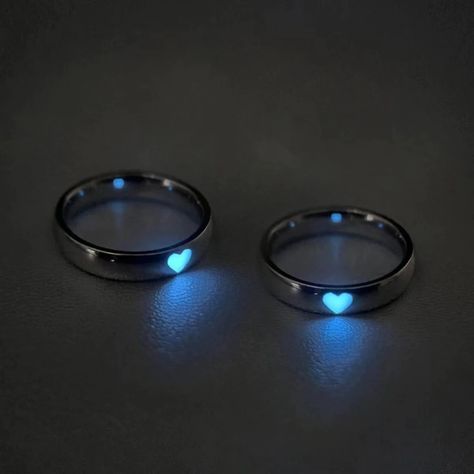 Luminous Couple Ring Women Men Glow In Dark Adjustable Love Heart Luminous Lovers Ring Finger Ring Valentine's Day Jewelry Gift| | - AliExpress Couple Rings Silver, Dark Rings, Heart Rings, Light Jewelry, Romantic Rings, Ring Man, Glow In Dark, Heart Fashion, Versatile Jewelry