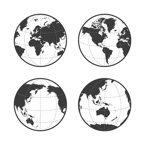 Earth globes set by Alex Oakenman on @creativemarket World Globe Tattoos, World Travel Tattoos, Globe Tattoo, Earth Vector, World Map Tattoos, Globe Tattoos, Globe Earth, Earth Tattoo, Planet Tattoos