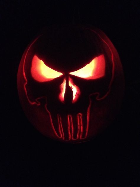 The Punisher Pumpkin Pumpkin Pumpkin Carving, Pumpkin Carving Template, Pumpkin Carving Designs, Pumpkin Carving Patterns, Pumpkin Carvings Stencils, The Punisher, Pumpkin Pumpkin, Carving Patterns, Pumpkin Faces