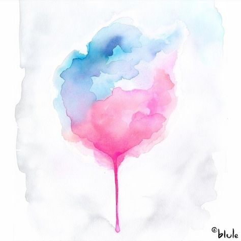 Watercolour painting of a cotton candy in the sky by Blule https://blule.fr/collections Candy Tattoo, Cotton Candy Sky, Gift Cake, Colorful Candy, Bullet Journal Doodles, Journal Doodles, Handmade Soap, Watercolour Painting, New Tattoos