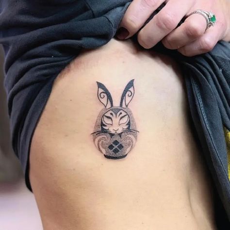 Japanese Black & Grey Daruma Doll Rabbit Animal Tattoo Idea & Design on Rib Japanese Daruma Doll Rabbit Tattoo Done By Japanese Rabbit Tattoo, Japanese Rabbit, Japanese Daruma, Rabbit Tattoo, Cherry Tattoos, Rabbit Animal, Daruma Doll, Rabbit Tattoos, Idea Design