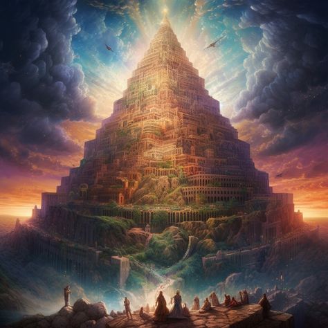 ArtStation - Tower of Babel, Aesthetica Ancient Sumerian, Ancient Pyramids, Gardens Of Babylon, Library Of Alexandria, Tower Of Babel, King's Landing, Abandoned Castles, Tarot Major Arcana, Biblical Art