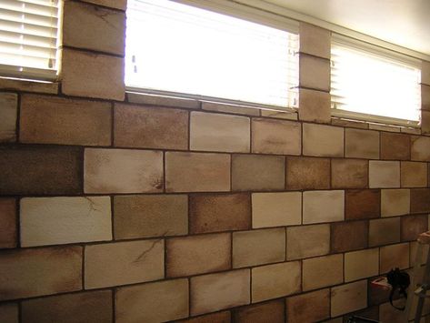 painting cinder blocks | ... : Painted Concrete Block Wall ... Concrete Wall Living Room, Cinder Block Paint, Painting Concrete Walls, Faux Concrete Wall, One Room Houses, Basement Paint Colors, Garage Paint, Concrete Block Walls, Cinder Block Walls