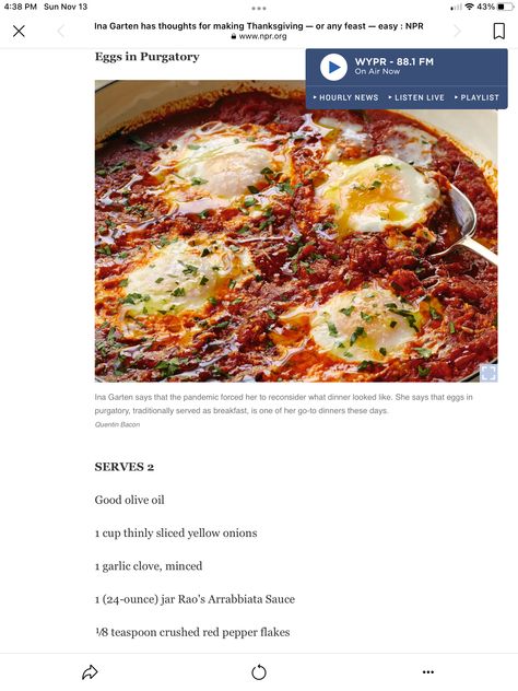 Ina Garten Eggs In Purgatory, Eggs In Purgatory Ina Garten, Purgatory Eggs Recipe, Cheesy Eggs In Purgatory, Eggs In Purgatory Recipe Bon Appetit, Eggs In Purgatory, Crushed Red Pepper Flakes, Red Pepper Flakes, Yellow Onion