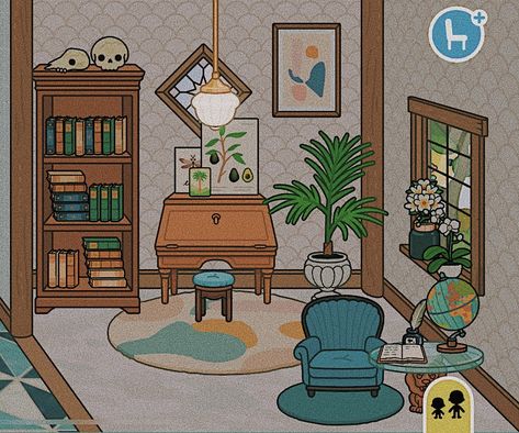 Toca Boca Room Ideas Office, Toca Boca Misty Cottage House Ideas, Toca Boca Room Ideas Misty Cottage, Misty Cottage Toca Boca, Toca Boca Misty Cottage Ideas, Toca Boca Office Ideas, Toca Boca Life World, World Office, Dark Academia Room