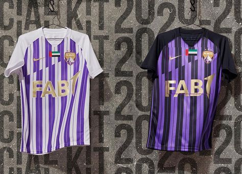 Al Ain 2020-21 Nike Home & Away Kit #AlAin #نادي_العين #nikefootball Al Ain Fc, Jd Shop, Cool Football Boots, Al Ain, Nike Football, Purple Shorts, Football Kits, Football Boots, White Sock