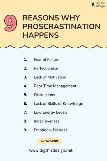 Discover the top 9 reasons why procrastination happens and how to overcome it. Uncover the psychological and practical factors behind procrastination and start boosting your productivity today. How To Stop Procrastinating Tips, Avoid Procrastination, Stop Procrastination, Overcoming Procrastination, Effective Time Management, Lack Of Motivation, Learning Strategies, How To Stop Procrastinating, Academic Success