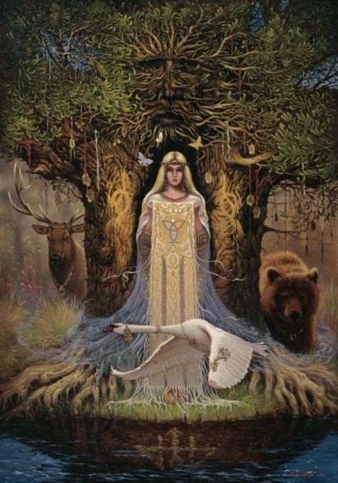 Classic Russian fantasy and fairytale illustration; Alexander Uglanov Slavic Mythology, Pagan Art, Earth Goddess, Celtic Mythology, Sacred Feminine, Beltane, Goddess Art, Visionary Art, Arte Fantasy