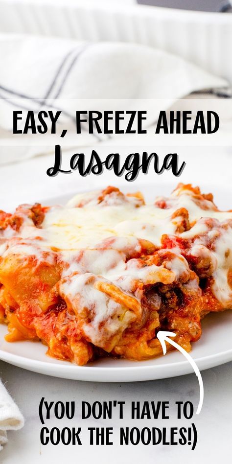 Lasagna Recipe With Oven Ready Noodles, Make Ahead Lasagna Recipe, Lasagna Oven Ready Noodles, Low Calorie Pasta Recipes, Make Ahead Lasagna, Freezer Lasagna, Protein Pasta Recipes, Lasagna With Cottage Cheese, Beef Lasagna Recipe