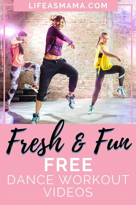 Need a little extra cardio? A dance workout is a great way to have fun and get that heart pumping! Life as Mama has found 8 great dance videos that are free! Click the image to learn more! #danceworkout #workoutvideo #freeworkout #lifeasmama Dancing Exercise Beginner, Free Dance Workout Videos, Dance Exercise For Beginners, Dance Fitness Workouts, Dance For Beginners, Zumba Workouts, Zumba Workout Videos, Best Workout Videos, Dance Cardio Workout