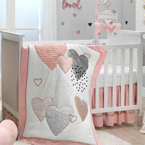 Pink Crib, Lambs & Ivy, Baby Crib Bedding Sets, Baby Crib Bedding, Heart To Heart, Baby Crib Mobile, Baby Bedding Sets, Crib Sets, Crib Bedding Sets