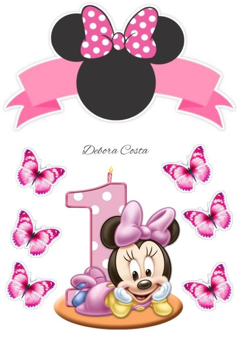 Minnie Mouse Cake Topper Printable, Minnie Mouse Pics, Bolo Do Mickey Mouse, Minnie Mouse Wall Decals, Minnie Mouse Printables, Minnie Mouse Cupcake Toppers, Minnie Mouse Stickers, Mickey Mouse Stickers, Minnie Mouse Decorations