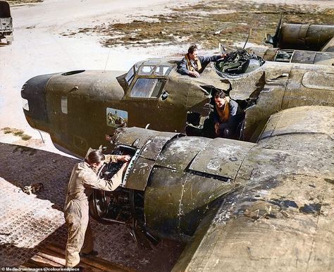 An explosion of colour: Newly colourised images of WWII allied airmen  | Daily Mail Online Luftwaffe Planes, Wwii Airplane, F-14 Tomcat, Wwii Photos, Colorized Photos, Wwii Plane, Ww2 Planes, Battle Of Britain, Wwii Aircraft