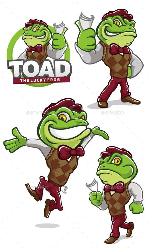 Toad Frog Mascot Characters #AD #Frog, #SPONSORED, #Toad, #Characters, #Mascot Frog Mascot, Toad Frog, Mascot Design, Toad, Flyer Design, Zelda Characters, Graphic Design, Drawings, Fictional Characters