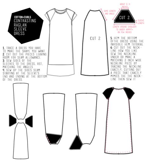 diy Contrasting raglan sleeve dress Raglan Dress Pattern, Raglan Sleeve Dress, Raglan Dress, Pretty Little Dress, Dress Tutorial, Contrast Dress, Easy Dress, Dress Tutorials, Tulip Dress