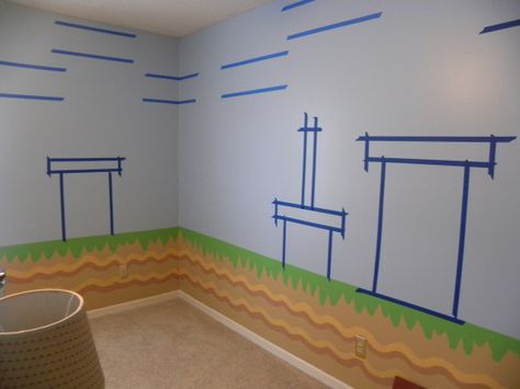 DIY Mario Bros wall painting Mario Bros Room, Brothers Bedroom, Mario Bedroom, Nintendo Room, Super Mario Room, Mario Room, Do It Yourself Decoration, Kids Furniture Design, Children Furniture