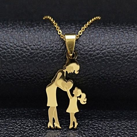 "\"My mother was my role model before I even knew what that word was.\" --Lisa Leslie. This lovely mommy daughter piece simply portrays the relationship between a mother and a daughter. This gorgeous pendant necklace is accompanied by a sleek cable chain and would make a lovely treat for Mothers Day, a Mum-to-be or her Birthday Gift. MUM AND DAUGHTER HEART❤️️ NECKLACE is Perfect for: -Random Mothers Necklace  -Personalised Jewellery for Mom  -Mother Birthday Gift or Present -New Mother Gift/ Push Present -Minimalist Gift for Wife. -Gift for Mother's Day  -Baby Shower Gift  -New Mother Necklace. -Grandparent Gift -Step Mum or Mum figure in your life -Anniversaries, and any special occasion. This beautiful, mom and daughter pendant symbolises the power of eternal love with a modern design, w Necklace Chain Types, Necklace Mom, Fancy Necklace, Stainless Steel Chain Necklace, Special Necklace, Family Necklace, Daughter Necklace, Kids Necklace, Mothers Necklace