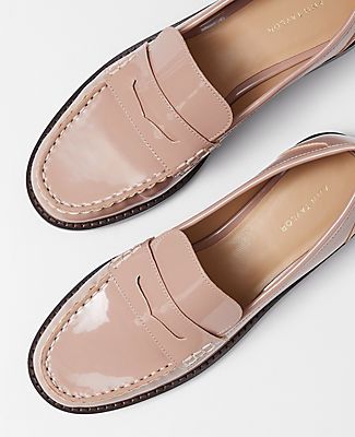 Our gathered seam leather penny loafers enrich your look from head to toe. Round toe. Padded footbed for complete comfort. 3/4" heel.,Imported:Imported,Fabrication:Faux Leather Gathered Seam Penny Loafers by Ann Taylor Size regular - 5 Deep Blush Rose Women's Low/Flats, Flats, Footwear, Faux, Leather Winter Business Shoes Women, Women’s Loafers, Fall Work Shoes, Work Shoes Women The Office, Business Shoes Women, Penny Loafers For Women Outfits, Comfortable Work Shoes Women, Business Shoes For Women, Business Casual Shoes Women