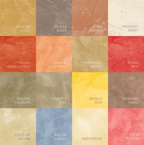 venetian plaster colors Tuscan Paint Colors, Veneer Plaster, Tuscan Decor Ideas, Sunroom Remodel, Tuscan Colors, Faux Painting Techniques, Paint Color Chart, Tuscan Design, Tuscan Inspired