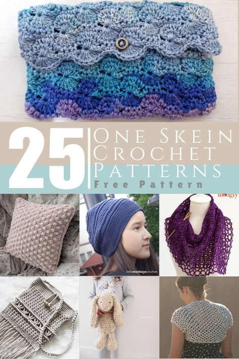 25 FREE CROCHET PATTERNS FOR WHEN YOU ONLY HAVE ONE SKEIN 1 Skein Bulky Yarn Crochet, Crochet Scarf Pattern Free One Skein Sock Yarn, 4 Medium Yarn Crochet Patterns, Mini Skein Projects Crochet, Crochet 1 Skein Projects, Crochet Mini Skein Projects, Crochet Mini Skein Patterns, Single Skein Crochet Projects, One Skein Crochet Patterns Free